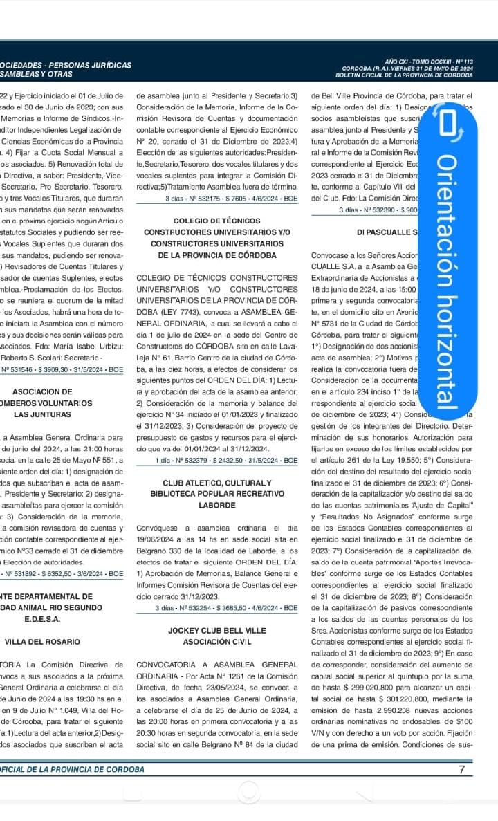 Convocatoria Asamblea 1 de Julio